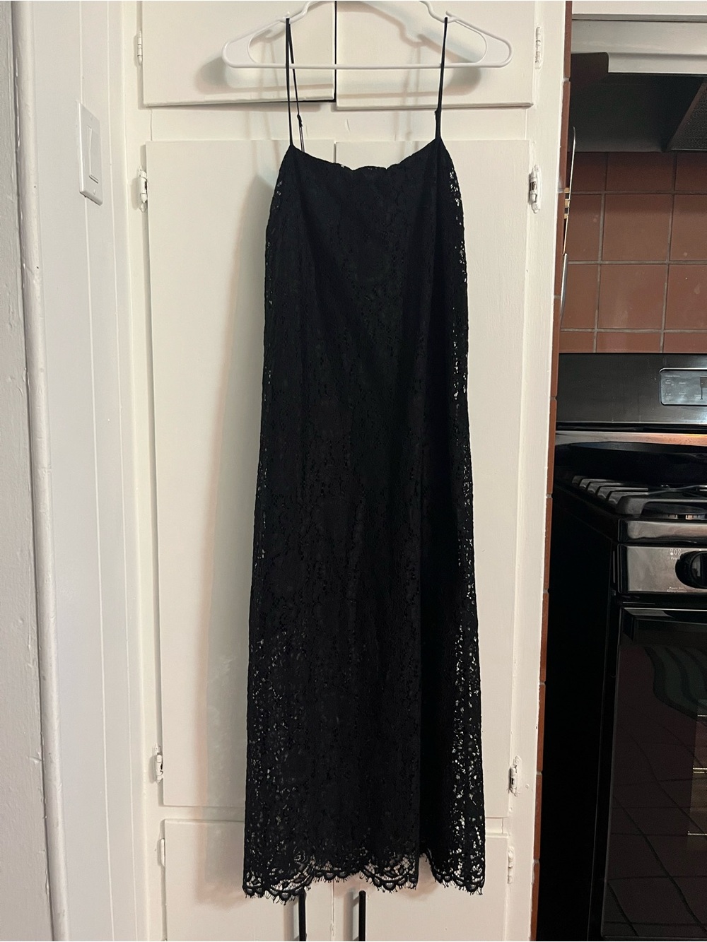 GAP Black Lace Maxi Dress with Spaghetti Straps